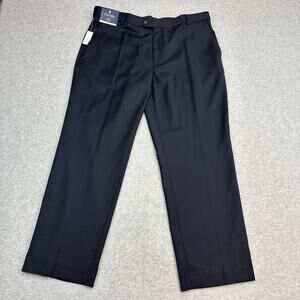 Stafford Dress Pants 40x30 Navy Wool Blend Travel Classic Fit Year Round Trouser